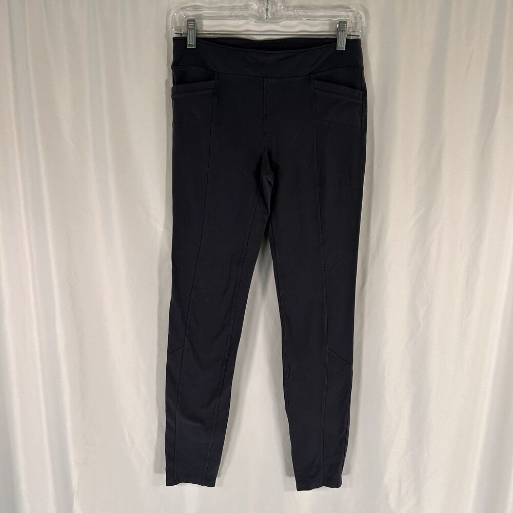 Athleta Leggings Women's Medium Solid Blue Pull On Pockets Mid Rise